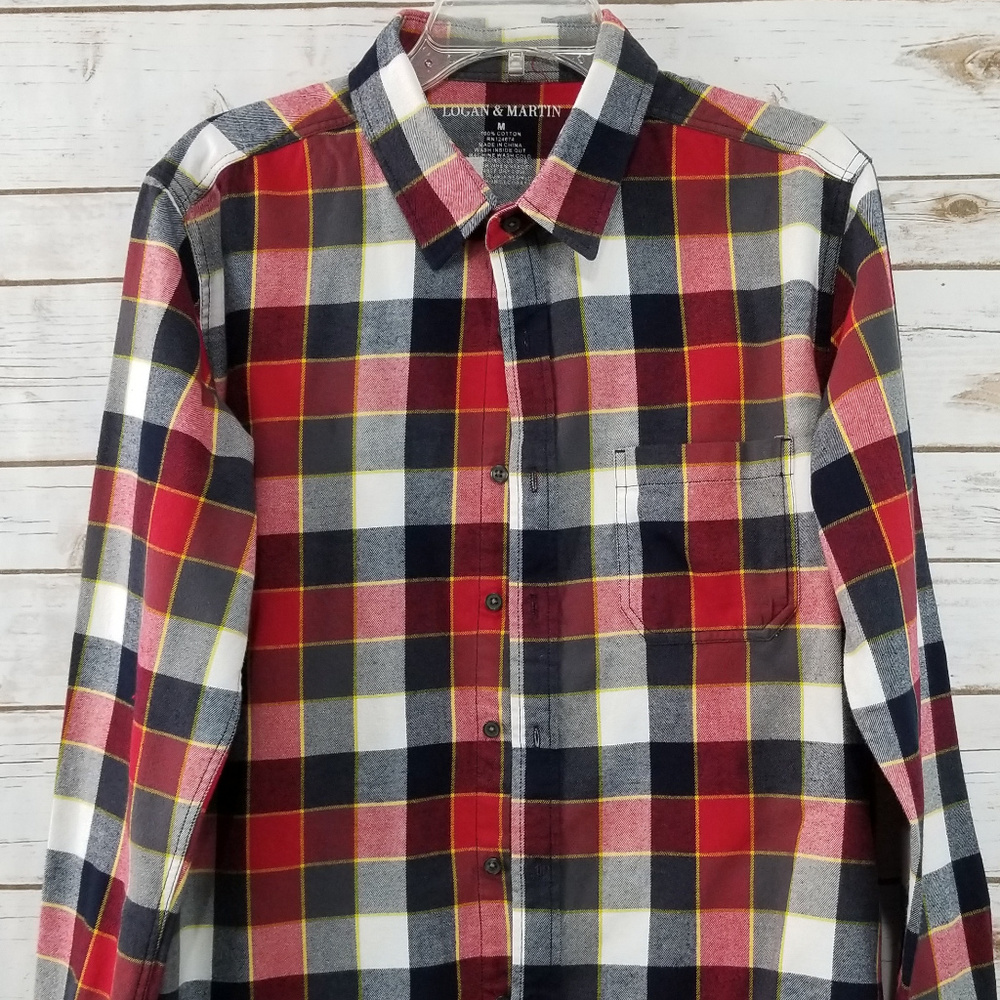 Womens Flannel Button Down Plaid Shirt Medium